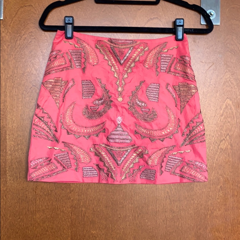 Pink skirt with gold & silver stitch detail